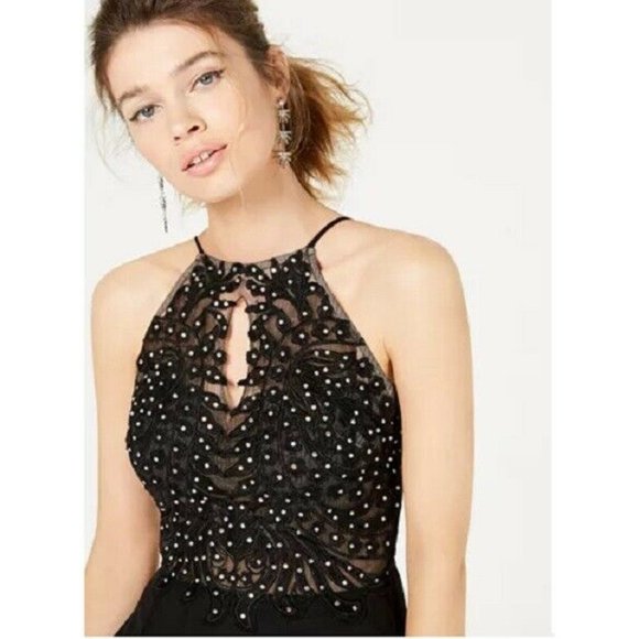 Blondie Nites 1 Black Rhinestone Gown NWT BX33 - Picture 3 of 5